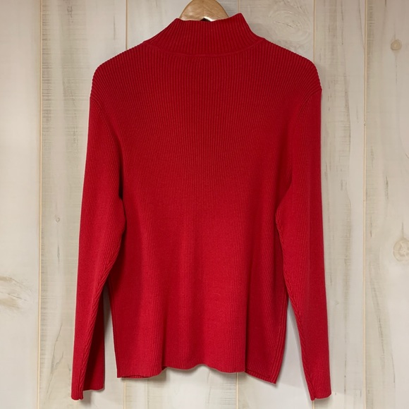 Villager Woman Cherry Red Cotton Turtleneck 2 - Picture 2 of 6